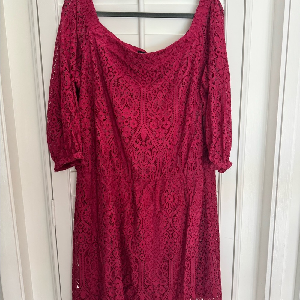 White House Black Market Burgundy Lace Dress